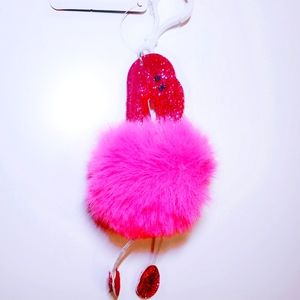 ❤ 4 for $25 ❤ #P Pink Flamingo Handbag Fur Ball Charm